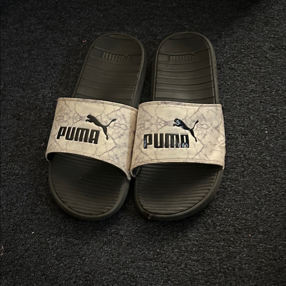 Puma Slides with Black and Cream Design